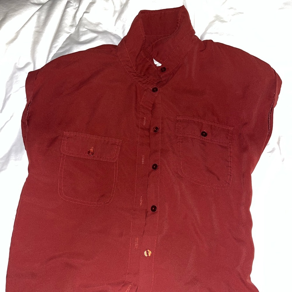Red Button Up Top